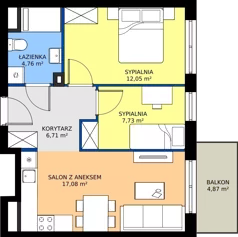 3 pokoje, mieszkanie 48,33 m², piętro 5, oferta nr M75, Zagórskie Tarasy, Sosnowiec, Zagórze, ul. Romana Dmowskiego 13D