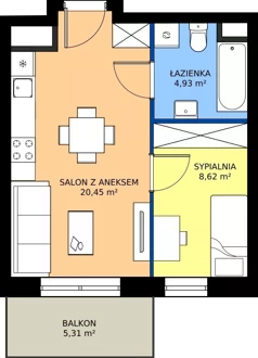 2 pokoje, mieszkanie 34,00 m², piętro 2, oferta nr M106, Zagórskie Tarasy, Sosnowiec, Zagórze, ul. Romana Dmowskiego 13D