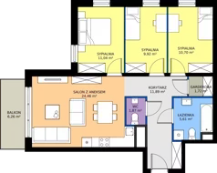 4 pokoje, mieszkanie 77,21 m², piętro 5, oferta nr M88, Zagórskie Tarasy, Sosnowiec, Zagórze, ul. Romana Dmowskiego 13D