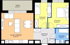 3 pokoje, mieszkanie 62,03 m², piętro 6, oferta nr M94, Zagórskie Tarasy, Sosnowiec, Zagórze, ul. Romana Dmowskiego 13D