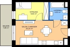 2 pokoje, mieszkanie 34,78 m², piętro 2, oferta nr M39, Zagórskie Tarasy, Sosnowiec, Zagórze, ul. Romana Dmowskiego 13D