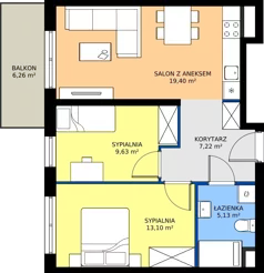 3 pokoje, mieszkanie 54,48 m², piętro 5, oferta nr M87, Zagórskie Tarasy, Sosnowiec, Zagórze, ul. Romana Dmowskiego 13D