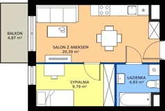 2 pokoje, mieszkanie 35,11 m², piętro 4, oferta nr M70, Zagórskie Tarasy, Sosnowiec, Zagórze, ul. Romana Dmowskiego 13D