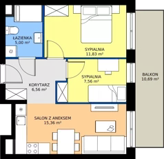 3 pokoje, mieszkanie 46,31 m², piętro 2, oferta nr M34, Zagórskie Tarasy, Sosnowiec, Zagórze, ul. Romana Dmowskiego 13D