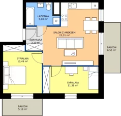 3 pokoje, mieszkanie 56,46 m², piętro 2, oferta nr M35, Zagórskie Tarasy, Sosnowiec, Zagórze, ul. Romana Dmowskiego 13D