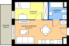 2 pokoje, mieszkanie 35,11 m², piętro 4, oferta nr M69, Zagórskie Tarasy, Sosnowiec, Zagórze, ul. Romana Dmowskiego 13D