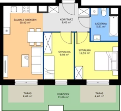 3 pokoje, mieszkanie 57,17 m², parter, oferta nr M123, Zagórskie Tarasy, Sosnowiec, Zagórze, ul. Romana Dmowskiego 13D