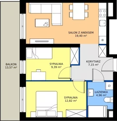 3 pokoje, mieszkanie 53,72 m², piętro 4, oferta nr M72, Zagórskie Tarasy, Sosnowiec, Zagórze, ul. Romana Dmowskiego 13D