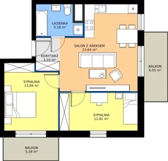 3 pokoje, mieszkanie 57,42 m², piętro 4, oferta nr M65, Zagórskie Tarasy, Sosnowiec, Zagórze, ul. Romana Dmowskiego 13D
