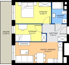 3 pokoje, mieszkanie 48,40 m², piętro 2, oferta nr M37, Zagórskie Tarasy, Sosnowiec, Zagórze, ul. Romana Dmowskiego 13D