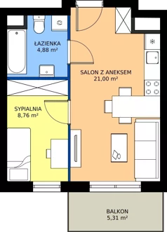 2 pokoje, mieszkanie 34,64 m², piętro 4, oferta nr M115, Zagórskie Tarasy, Sosnowiec, Zagórze, ul. Romana Dmowskiego 13D