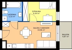 2 pokoje, mieszkanie 34,40 m², piętro 5, oferta nr M77, Zagórskie Tarasy, Sosnowiec, Zagórze, ul. Romana Dmowskiego 13D