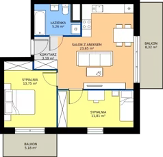 3 pokoje, mieszkanie 57,66 m², piętro 5, oferta nr M80, Zagórskie Tarasy, Sosnowiec, Zagórze, ul. Romana Dmowskiego 13D