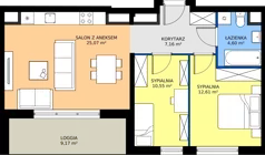 3 pokoje, mieszkanie 59,99 m², piętro 5, oferta nr M118, Zagórskie Tarasy, Sosnowiec, Zagórze, ul. Romana Dmowskiego 13D