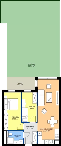 3 pokoje, mieszkanie 59,29 m², piętro 1, oferta nr 2AM14, Nowy Bańgów Etap 2, Siemianowice Śląskie, Przełajka, ul. Bańgowska