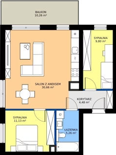 3 pokoje, mieszkanie 61,33 m², piętro 1, oferta nr 2BM17, Nowy Bańgów Etap 2, Siemianowice Śląskie, Przełajka, ul. Bańgowska