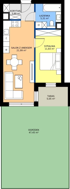 2 pokoje, mieszkanie 43,61 m², piętro 3, oferta nr 2BM30, Nowy Bańgów Etap 2, Siemianowice Śląskie, Przełajka, ul. Bańgowska