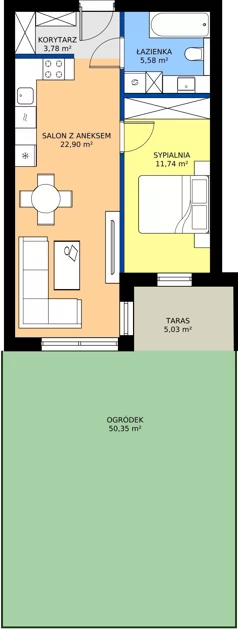 2 pokoje, mieszkanie 43,61 m², piętro 3, oferta nr 2BM30, Nowy Bańgów Etap 2, Siemianowice Śląskie, Przełajka, ul. Bańgowska