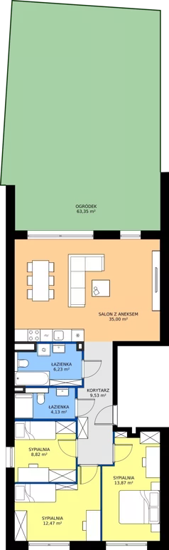 4 pokoje, mieszkanie 90,05 m², parter, oferta nr 1.M1, Dolina Krasowa 6, Krzeszowice, ul. Krasowa