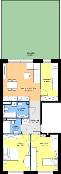 4 pokoje, mieszkanie 85,24 m², parter, oferta nr 10.M1, Dolina Krasowa 6, Krzeszowice, ul. Krasowa