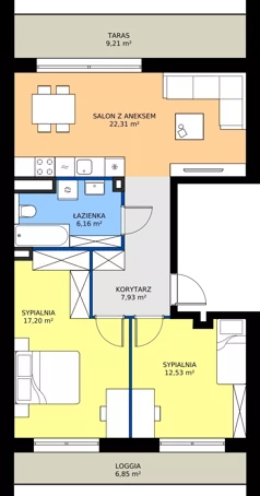 3 pokoje, mieszkanie 66,13 m², piętro 1, oferta nr 11.M2, Dolina Krasowa 6, Krzeszowice, ul. Krasowa