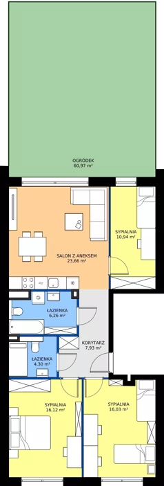 4 pokoje, mieszkanie 85,24 m², parter, oferta nr 11.M1, Dolina Krasowa 6, Krzeszowice, ul. Krasowa