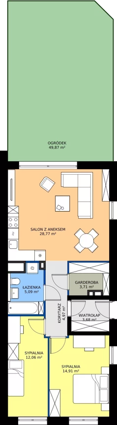3 pokoje, mieszkanie 73,19 m², parter, oferta nr 13.M1, Dolina Krasowa 6, Krzeszowice, ul. Krasowa