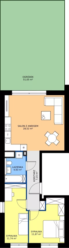 3 pokoje, mieszkanie 64,21 m², parter, oferta nr 14.M1, Dolina Krasowa 6, Krzeszowice, ul. Krasowa