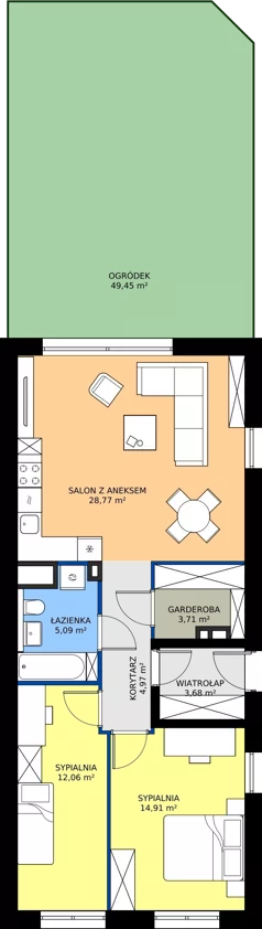 3 pokoje, mieszkanie 73,19 m², parter, oferta nr 19.M1, Dolina Krasowa 6, Krzeszowice, ul. Krasowa