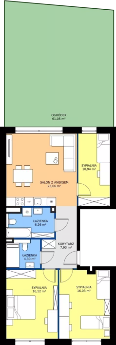 4 pokoje, mieszkanie 85,24 m², parter, oferta nr 4.M1, Dolina Krasowa 6, Krzeszowice, ul. Krasowa