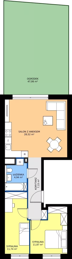 3 pokoje, mieszkanie 64,22 m², parter, oferta nr 5.M1, Dolina Krasowa 6, Krzeszowice, ul. Krasowa