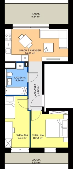 3 pokoje, mieszkanie 46,35 m², piętro 1, oferta nr 6.M2, Dolina Krasowa 6, Krzeszowice, ul. Krasowa