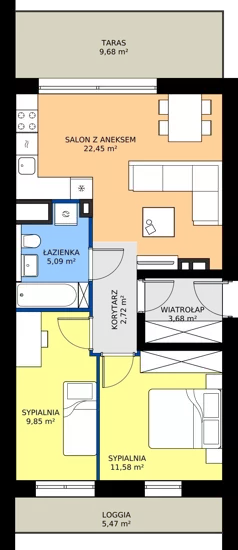 3 pokoje, mieszkanie 55,37 m², piętro 1, oferta nr 7.M2, Dolina Krasowa 6, Krzeszowice, ul. Krasowa