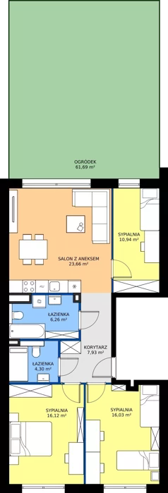 4 pokoje, mieszkanie 85,24 m², parter, oferta nr 9.M1, Dolina Krasowa 6, Krzeszowice, ul. Krasowa