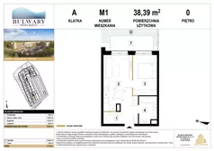 2 pokoje, mieszkanie 37,61 m², piętro 1, oferta nr M14, Bulwary Nideckiego, Oświęcim, ul. Andrzeja Nideckiego