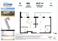 3 pokoje, mieszkanie 60,87 m², piętro 3, oferta nr M86, Bulwary Nideckiego, Oświęcim, ul. Andrzeja Nideckiego