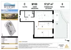 3 pokoje, mieszkanie 57,67 m², parter, oferta nr M100, Bulwary Nideckiego, Oświęcim, ul. Andrzeja Nideckiego