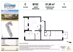3 pokoje, mieszkanie 81,91 m², piętro 1, oferta nr M102, Bulwary Nideckiego, Oświęcim, ul. Andrzeja Nideckiego
