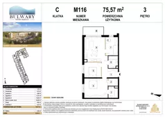 4 pokoje, mieszkanie 75,57 m², piętro 3, oferta nr M116, Bulwary Nideckiego, Oświęcim, ul. Andrzeja Nideckiego