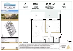 2 pokoje, mieszkanie 56,58 m², piętro 1, oferta nr M104, Bulwary Nideckiego, Oświęcim, ul. Andrzeja Nideckiego