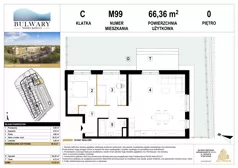 3 pokoje, mieszkanie 66,36 m², parter, oferta nr M99, Bulwary Nideckiego, Oświęcim, ul. Andrzeja Nideckiego