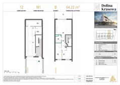 3 pokoje, mieszkanie 64,22 m², piętro 1, oferta nr 12.M1, Dolina Krasowa 6, Krzeszowice, ul. Krasowa
