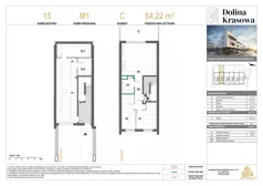 3 pokoje, mieszkanie 64,22 m², piętro 1, oferta nr 15.M1, Dolina Krasowa 6, Krzeszowice, ul. Krasowa
