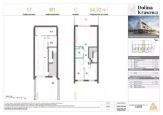 3 pokoje, mieszkanie 64,22 m², piętro 1, oferta nr 17.M1, Dolina Krasowa 6, Krzeszowice, ul. Krasowa