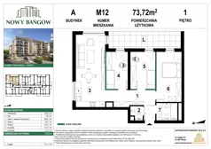 4 pokoje, mieszkanie 73,72 m², piętro 1, oferta nr 2AM12, Nowy Bańgów Etap 2, Siemianowice Śląskie, Przełajka, ul. Bańgowska