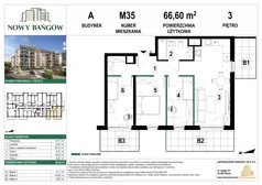 4 pokoje, mieszkanie 66,60 m², piętro 3, oferta nr 2AM35, Nowy Bańgów Etap 2, Siemianowice Śląskie, Przełajka, ul. Bańgowska