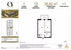 2 pokoje, mieszkanie 36,60 m², piętro 1, oferta nr 1.M19, Osiedle Saturna, Czeladź, ul. Karola Wilhelma Scheiblera