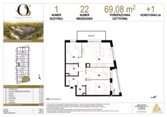 4 pokoje, mieszkanie 69,08 m², piętro 1, oferta nr 1.M22, Osiedle Saturna, Czeladź, ul. Karola Wilhelma Scheiblera