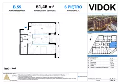 3 pokoje, apartament 61,46 m², piętro 6, oferta nr B.M.55, VIDOK Apartamenty, Katowice, Śródmieście, ul. Kozielska
