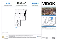 1 pokój, apartament 25,43 m², piętro 7, oferta nr B.M.62, VIDOK Apartamenty, Katowice, Śródmieście, ul. Kozielska